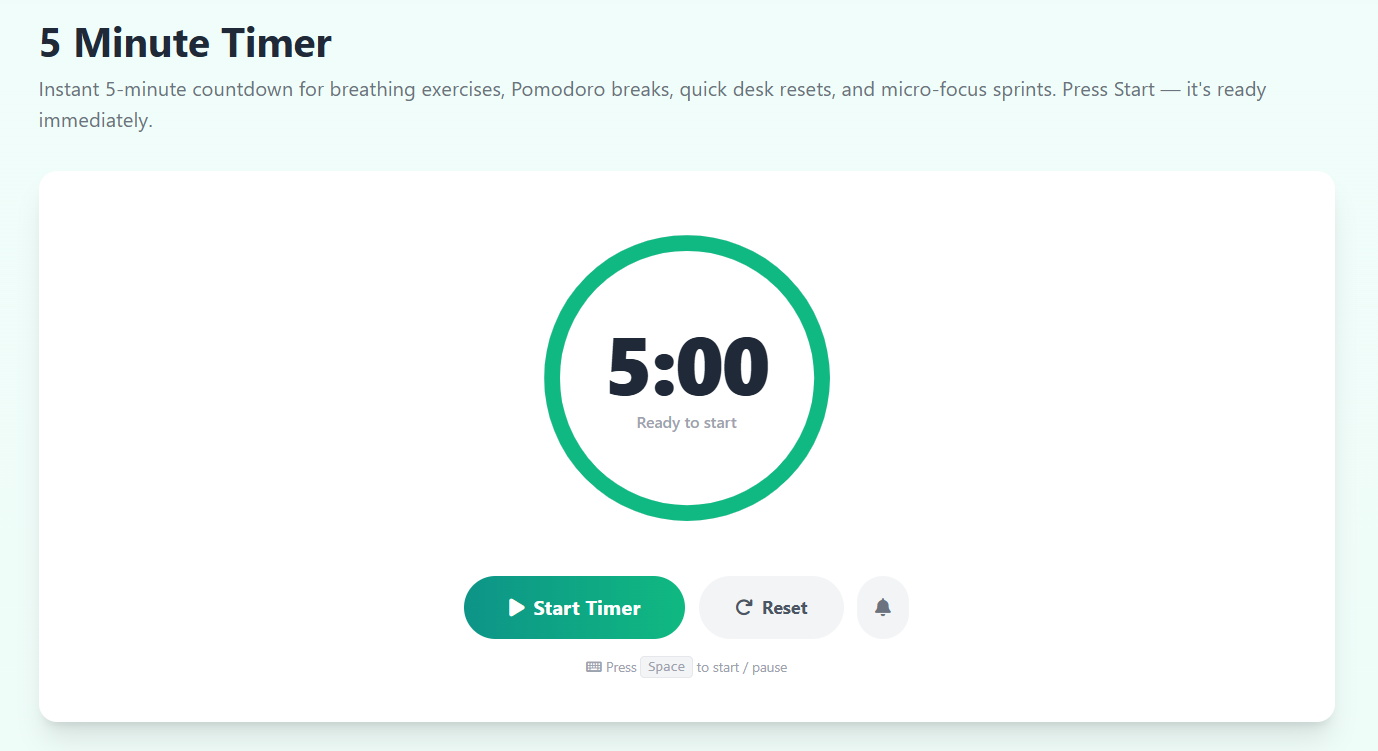 5 Minute Timer – Free Online Countdown
