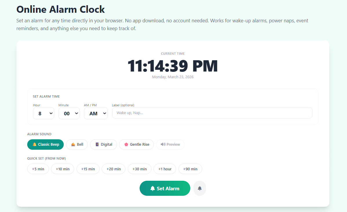 Online Alarm Clock